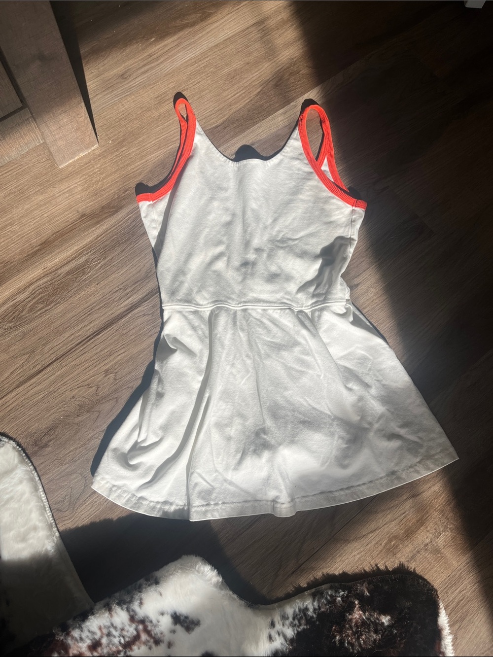 White Tank Tennis Dress with Coral Trim